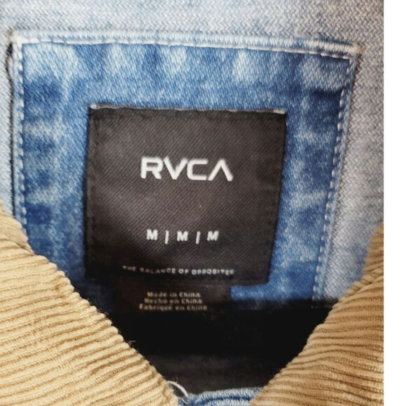 RVCA Chainmail Denim Jacket in Broken In Blue Wash, sz Medium - Picture 7 of 16